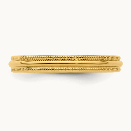 Milgrain Comfort Fit Band — 14K Yellow Gold, 3mm