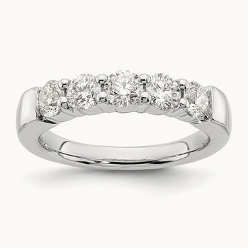 5-Stone Diamond Band, 14K White Gold
