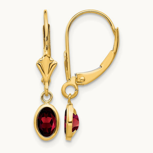6x4mm Garnet/January Earrings, 14K