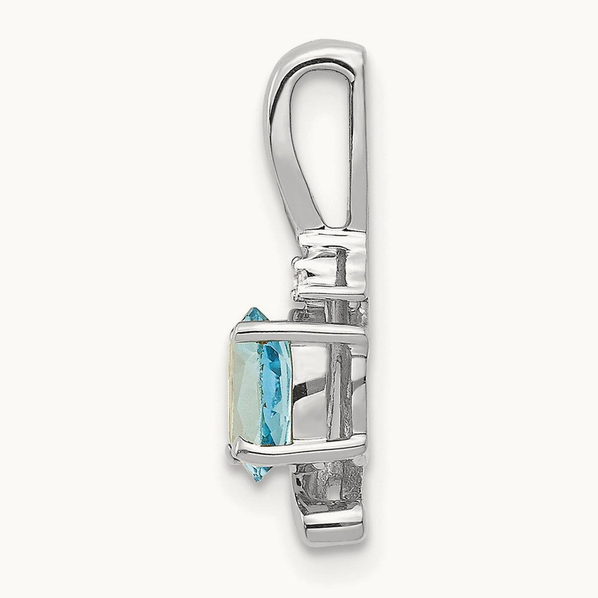 Blue Topaz and Diamond Pendant — 14K White Gold