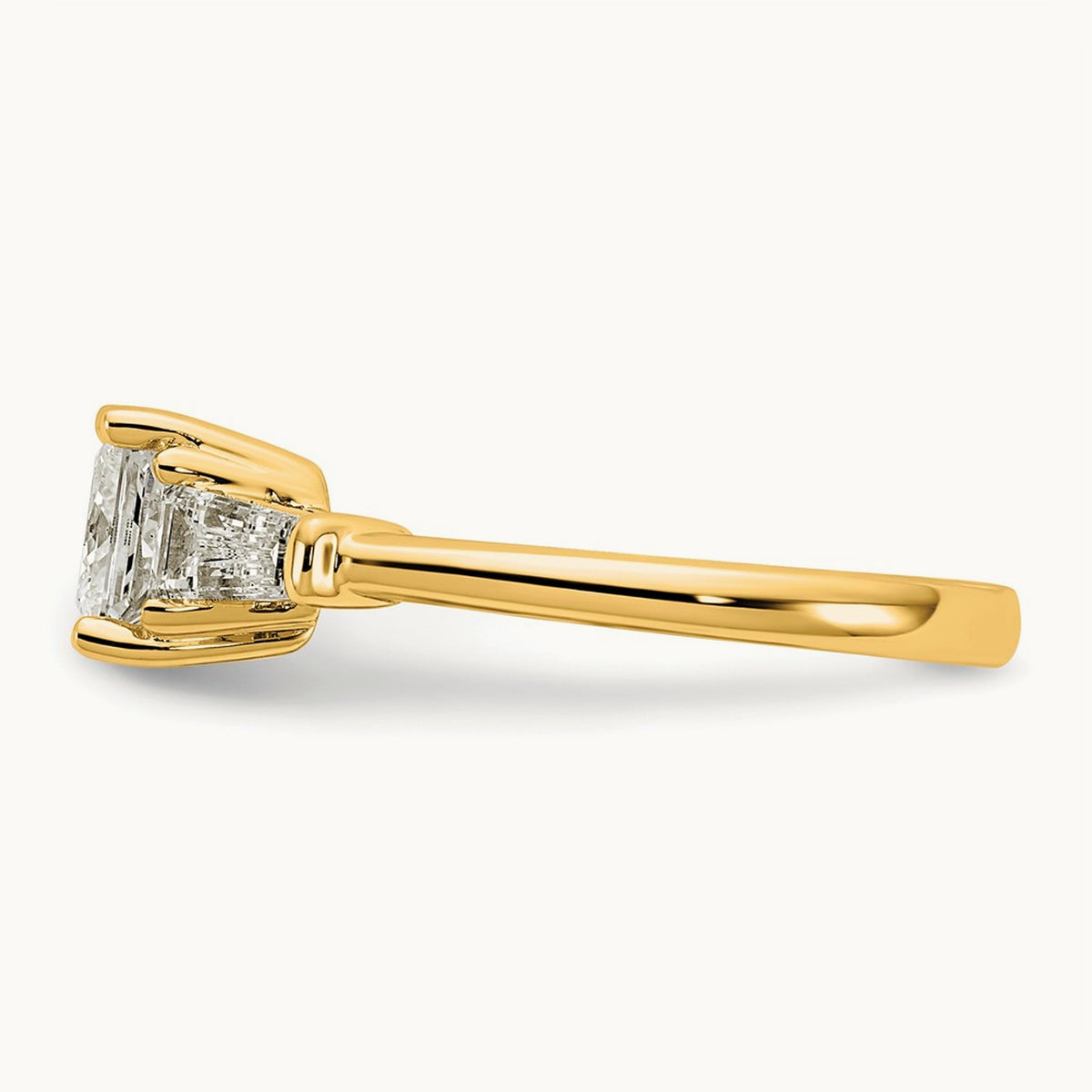 Princess & Baguette Engagement Ring — 14K Yellow Gold, 1 1/2 ct, 7