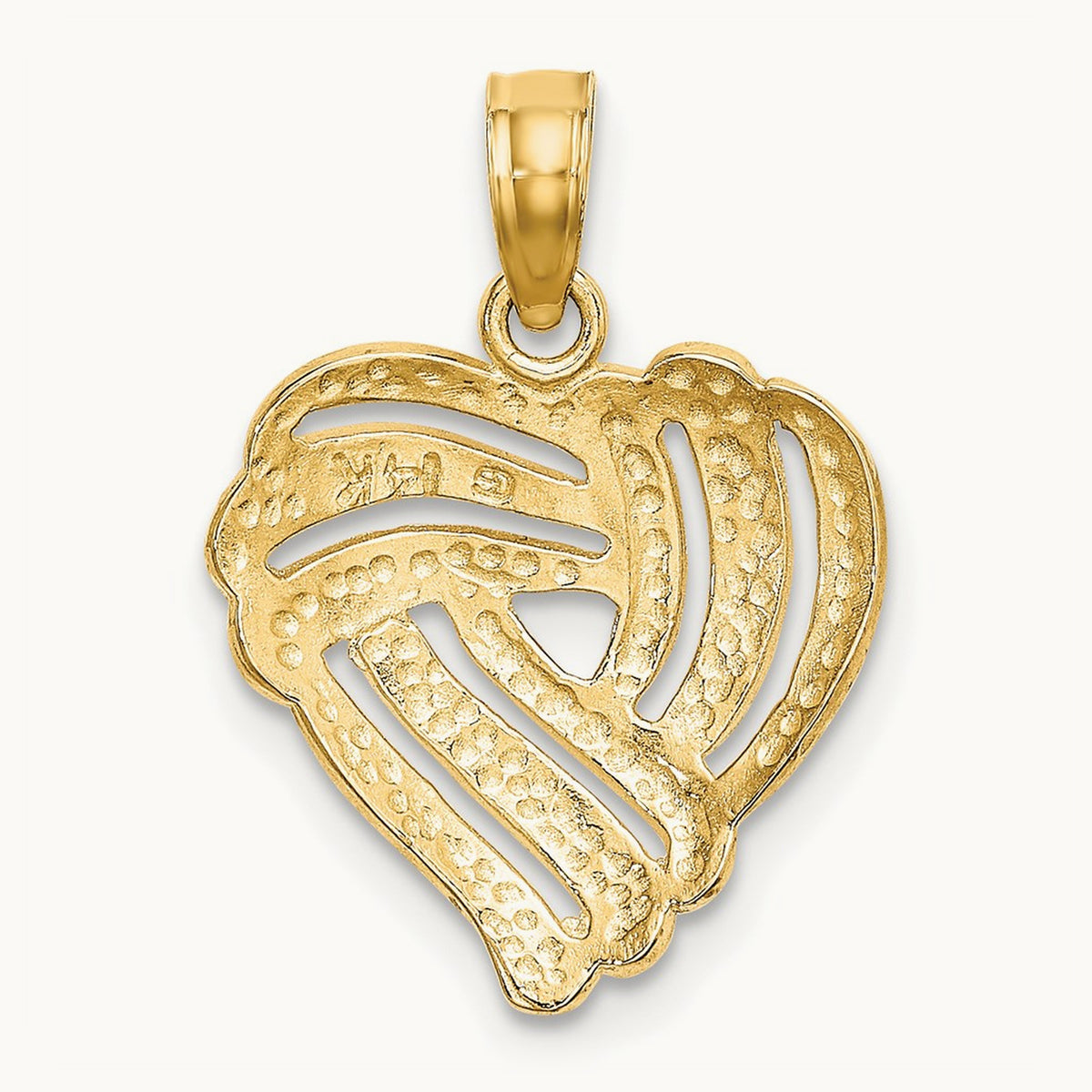 w/ White Rhodium Textured Heart Charm, 14K
