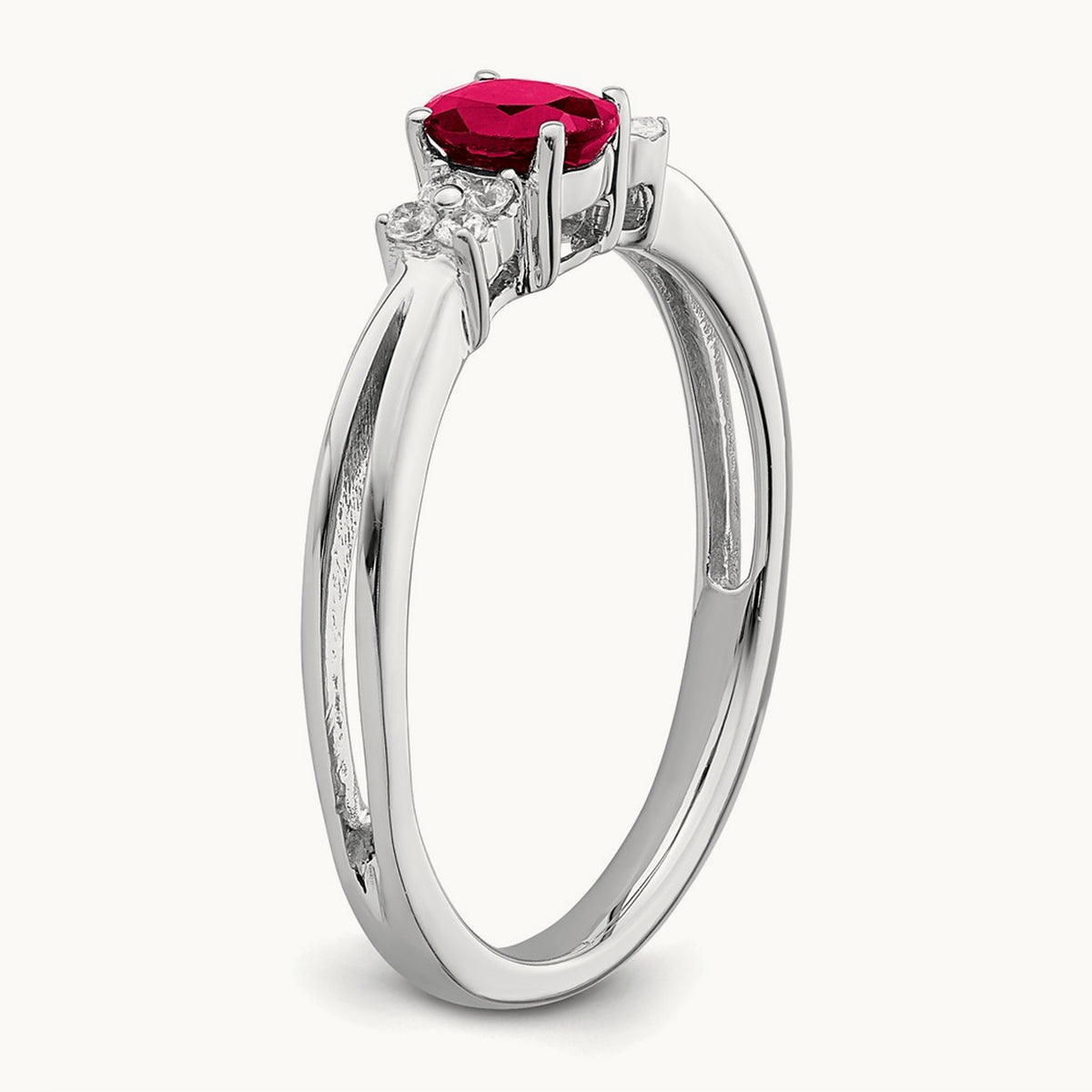Oval Ruby and Diamond Ring, 14K White Gold