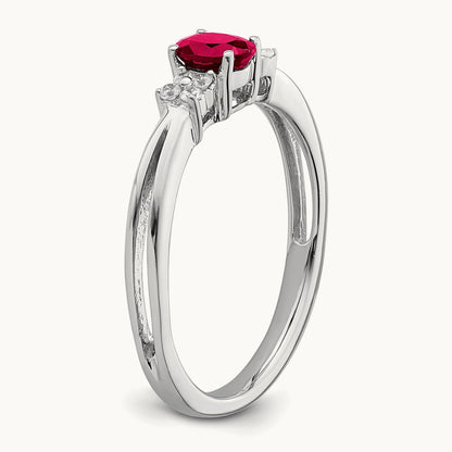 Oval Ruby and Diamond Ring, 14K White Gold