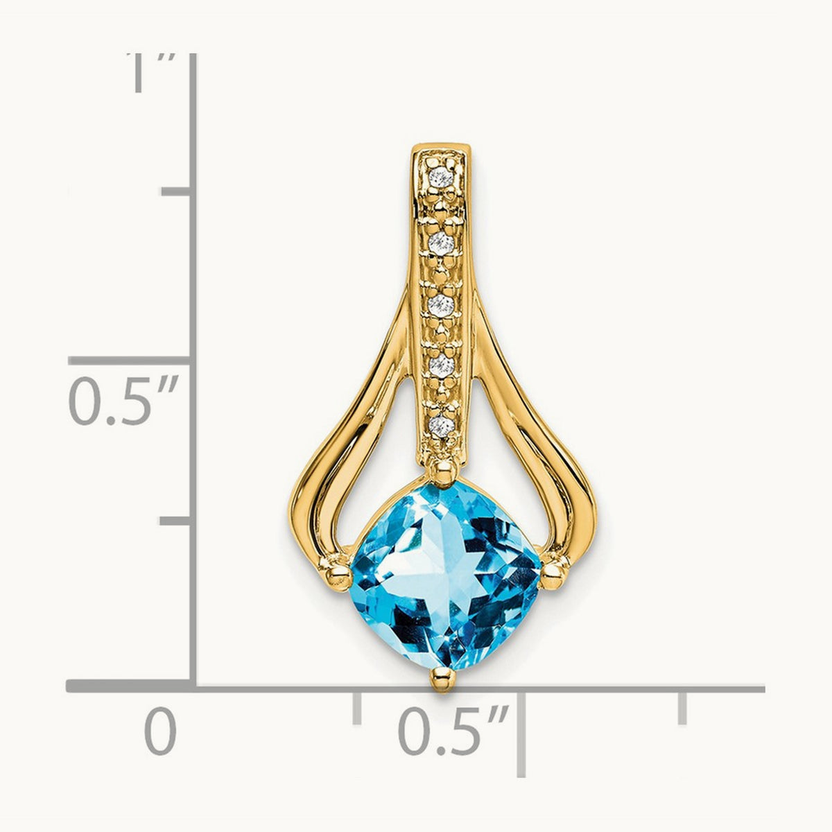 Blue Topaz and Diamond Pendant — 14K Yellow Gold