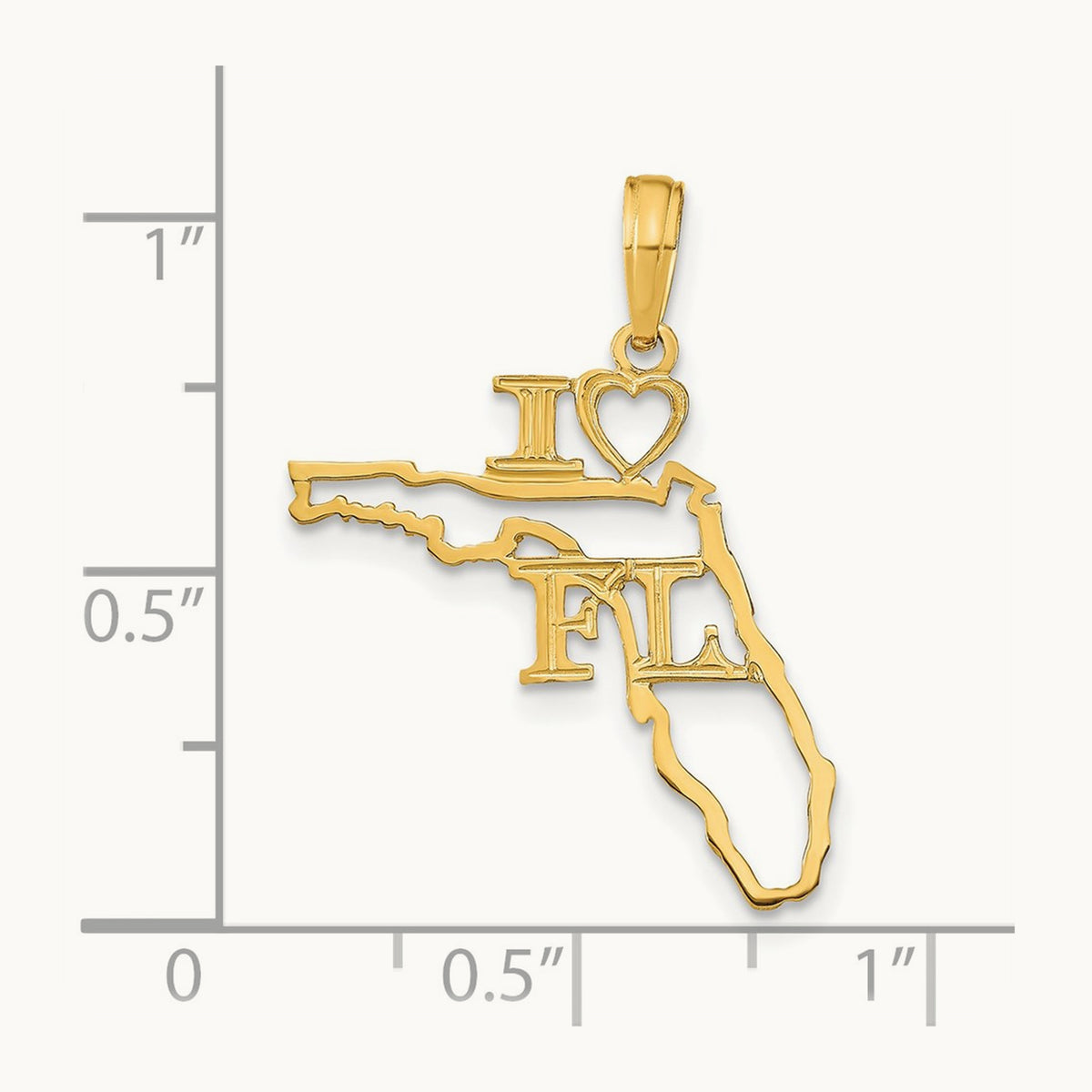 Solid Florida State Pendant, 14K