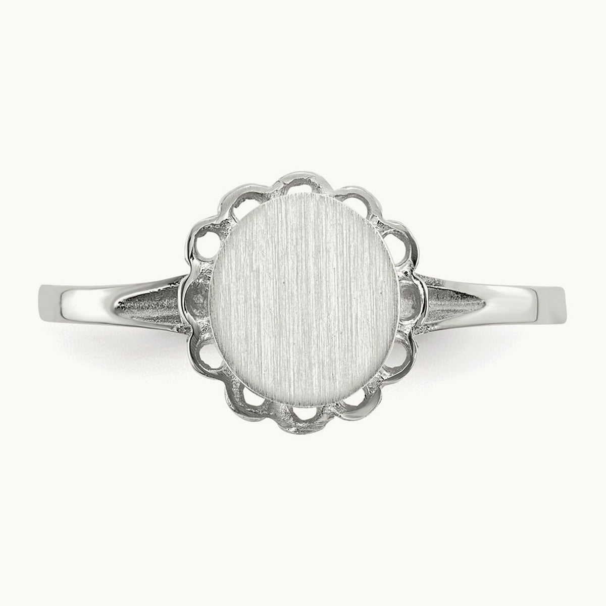 6.5x7. Open Back Signet Ring, 0mm, 14K White Gold