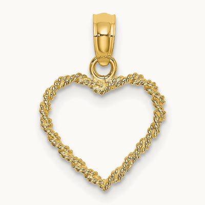 3D Rope Heart Pendant, 14K