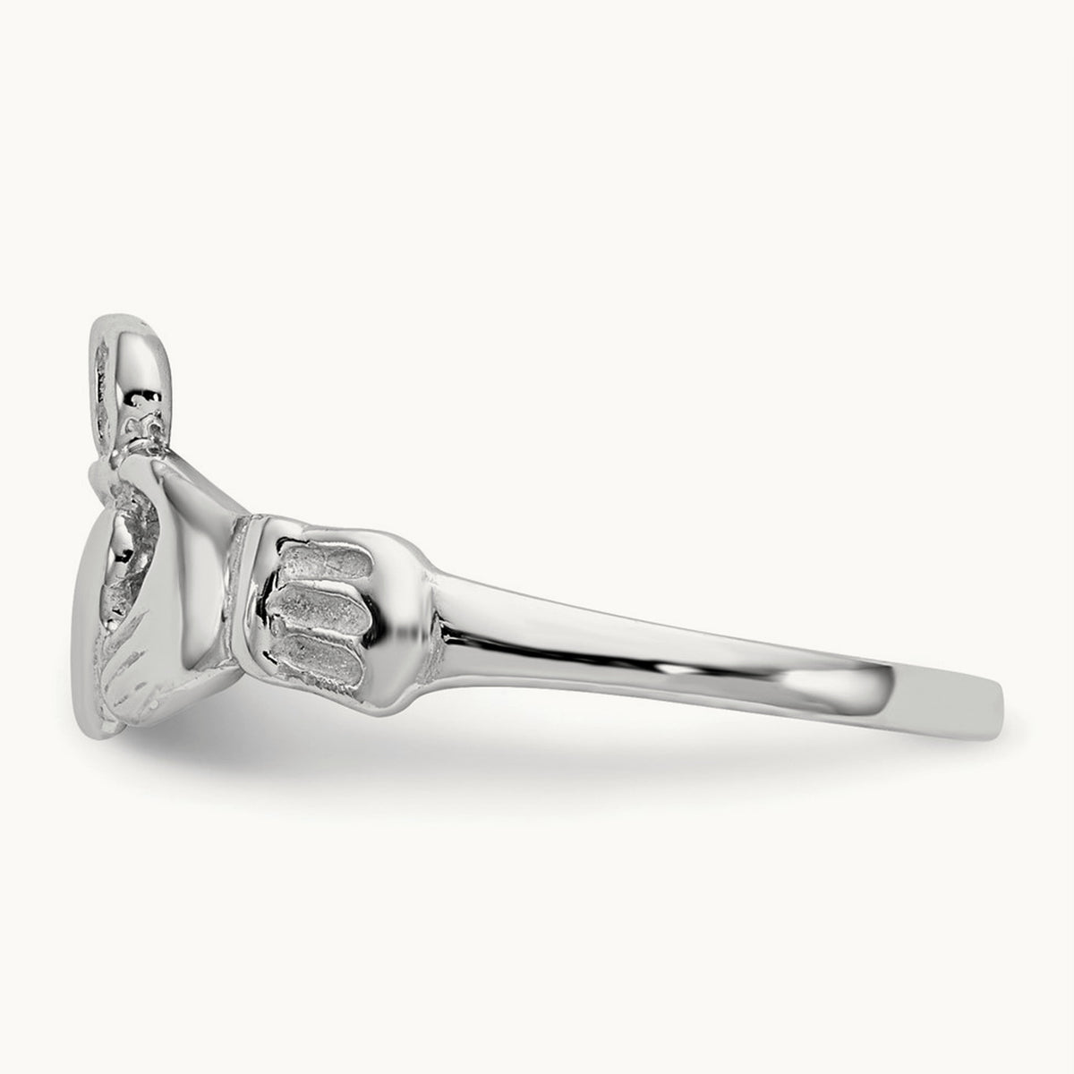 Polished Claddagh Ring, 14K White Gold