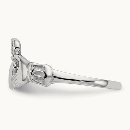 Polished Claddagh Ring, 14K White Gold