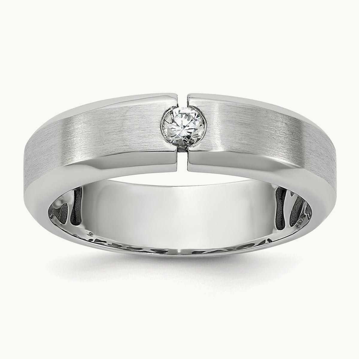 IB Goodman Mens Satin Complete 1/10ct Diamond Ring, 14K White Gold