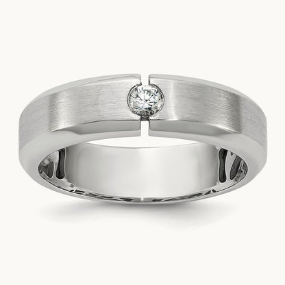 IB Goodman Mens Satin Complete 1/10ct Diamond Ring, 14K White Gold