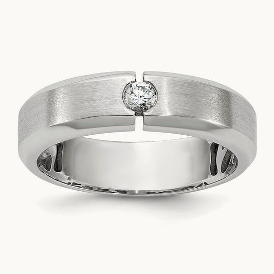IB Goodman Mens Satin Complete 1/10ct Diamond Ring, 14K White Gold