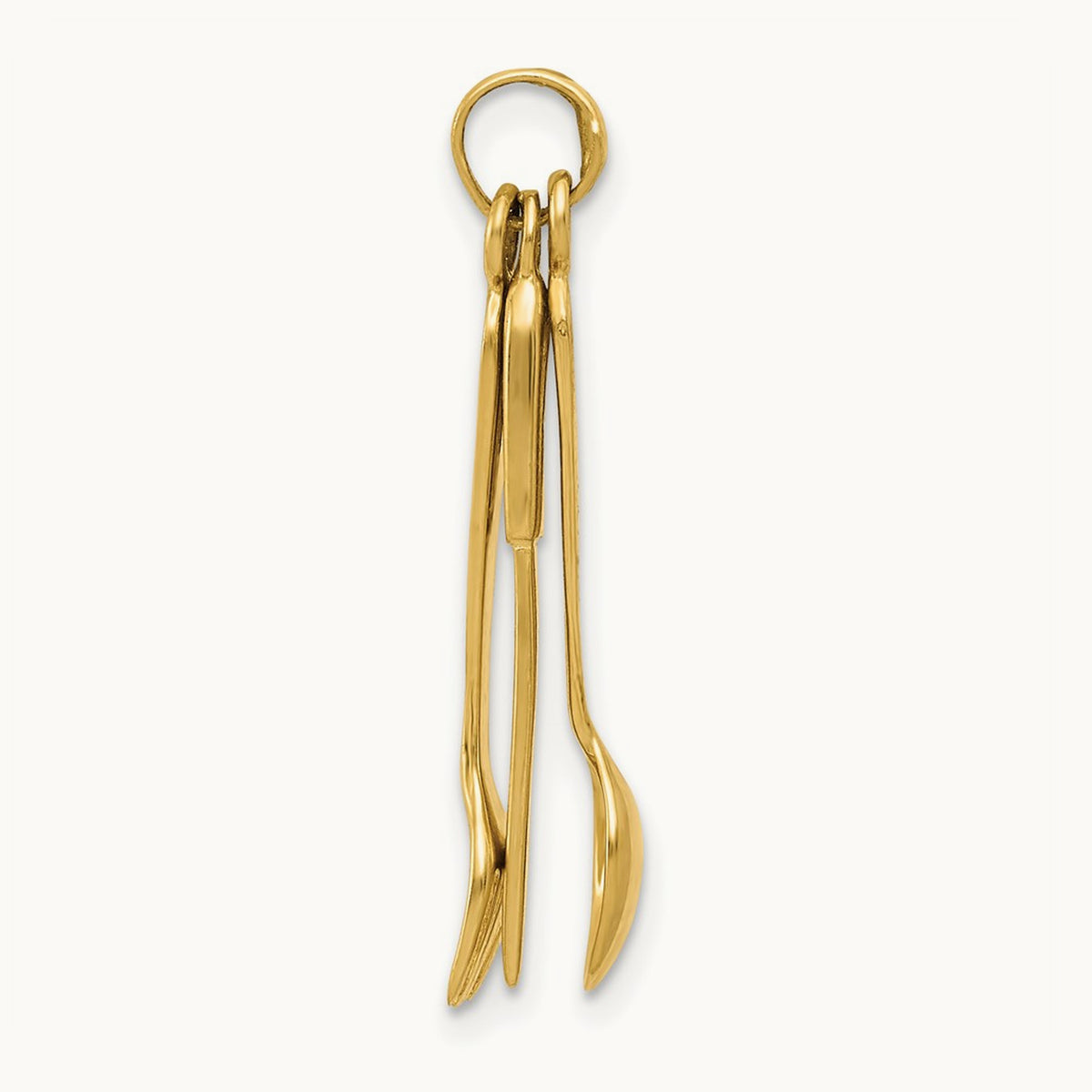Knife, Fork and Spoon Charm, 14K