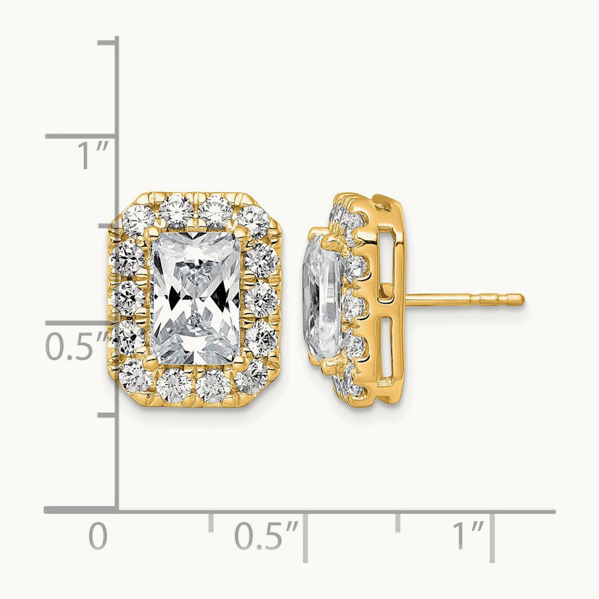 Radiant Halo Post Earrings, 0.50-8.50 ct tw Lab-Grown Diamond — 5 3/4 ct, 14K Yellow Gold