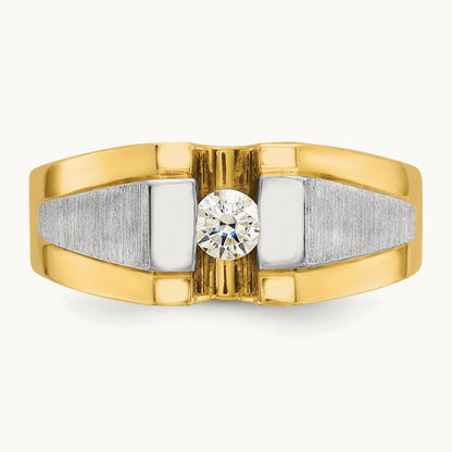 IBGoodman Men's Polished and Satin Diamond Complete Ring, 14K Two-tone