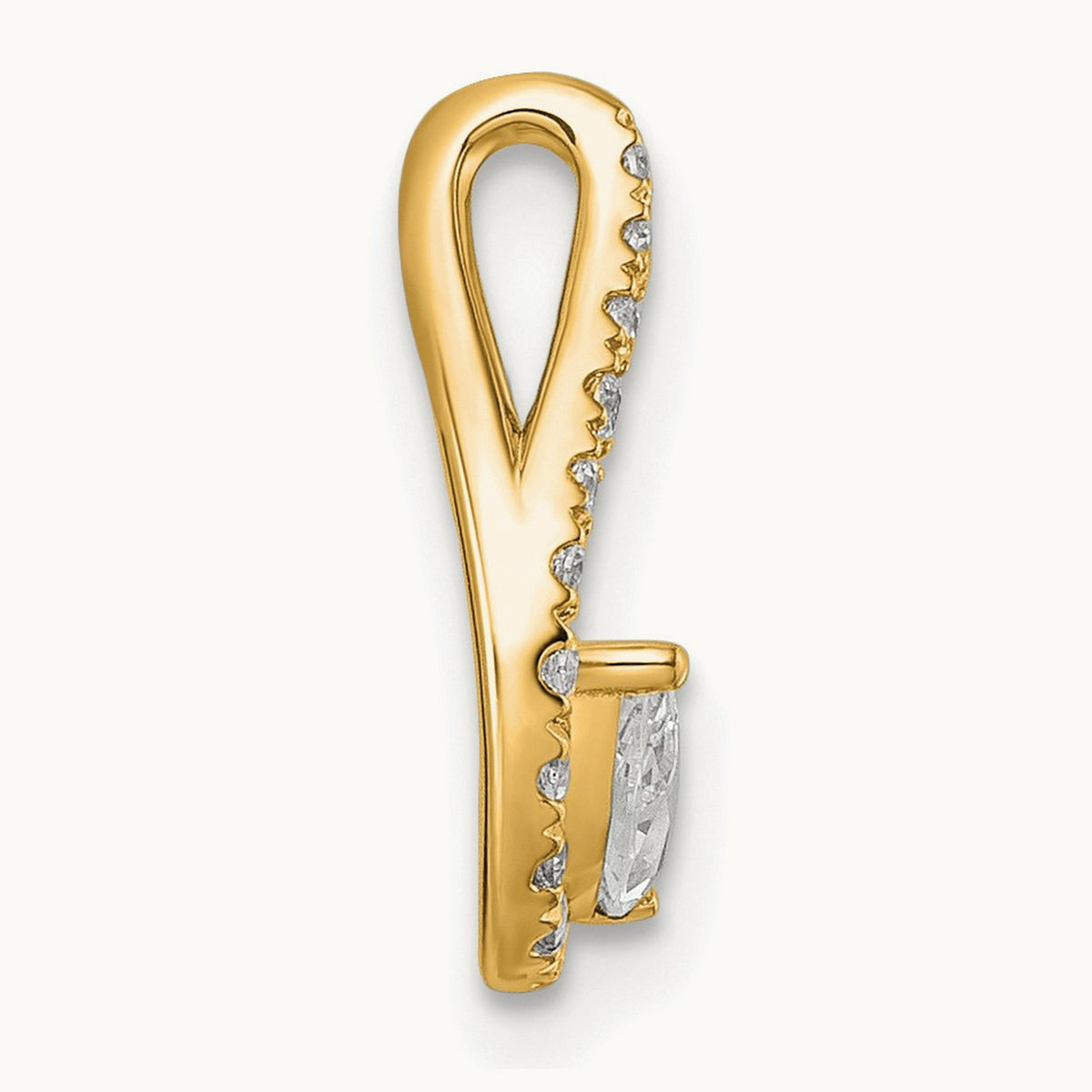 Teardrop Chain Slide Pendant, 0.25 ct tw Lab-Grown Diamond — 14K Yellow Gold