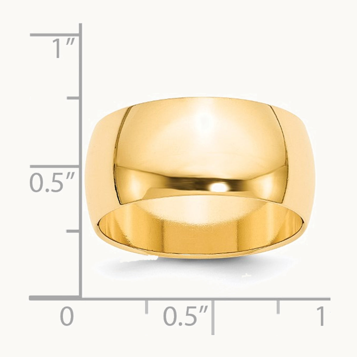 14K Yellow Gold 10mm Half-Round Wedding Band