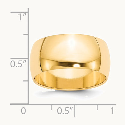 14K Yellow Gold 10mm Half-Round Wedding Band
