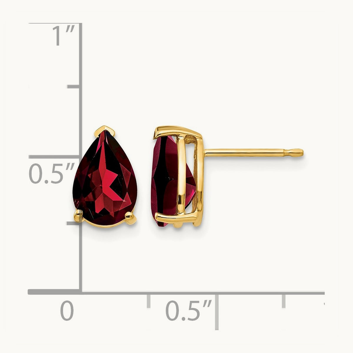 9x6mm Pear Garnet Earrings, 14K