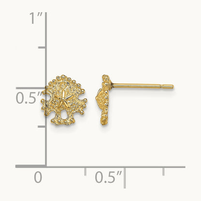 Mini Sand Dollar Post Earrings, 14K