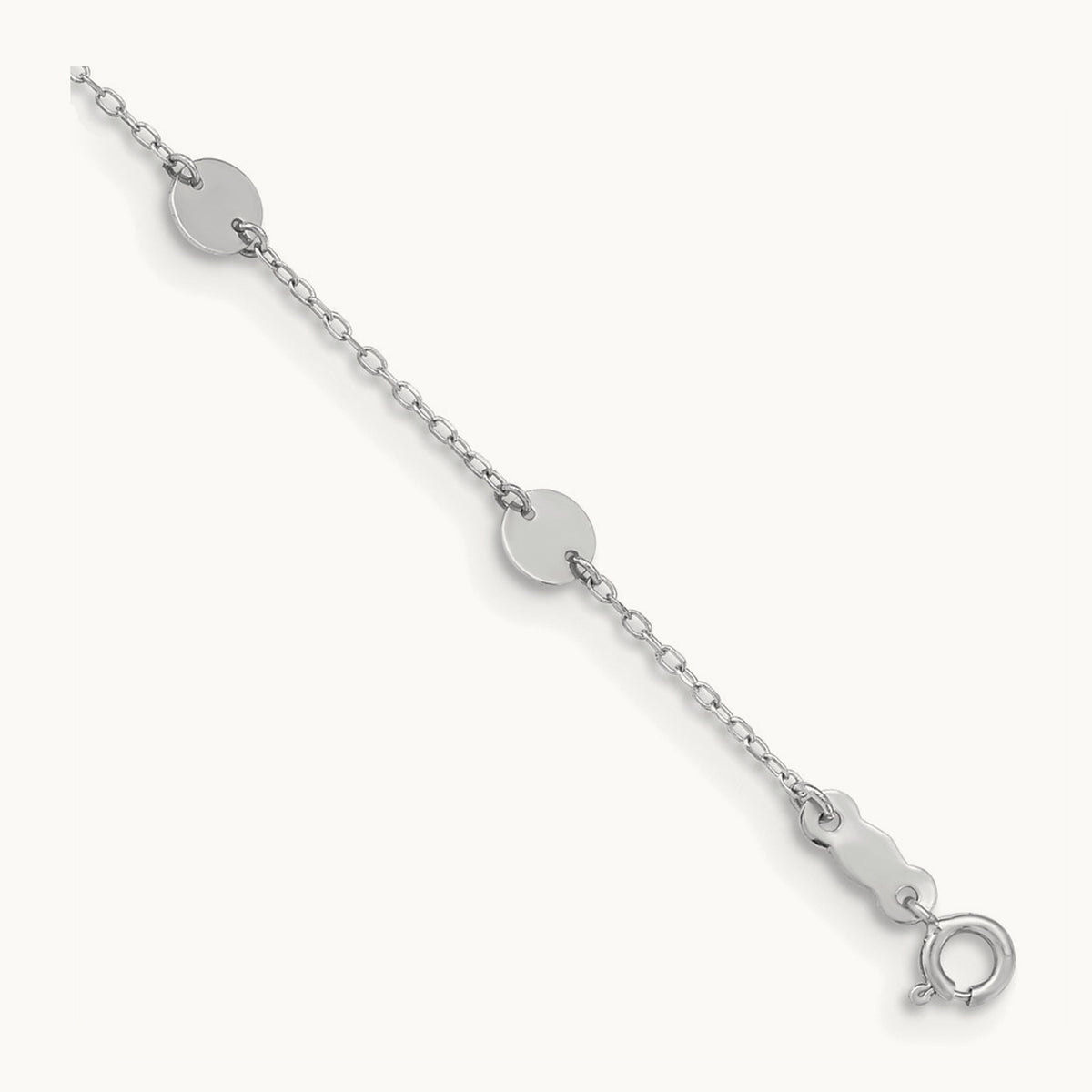 Polished Disc 9in Plus 1in extension Anklet — 14K White Gold