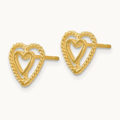 Heart Earrings, 14K