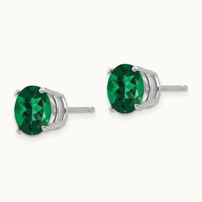 Mount St. Helens Round Stud Earring, 14K White Gold