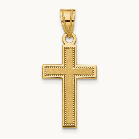 Small Satin Cross Pendant, 14K