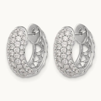 Diamond Hinged Hoop Earrings, 14K White Gold