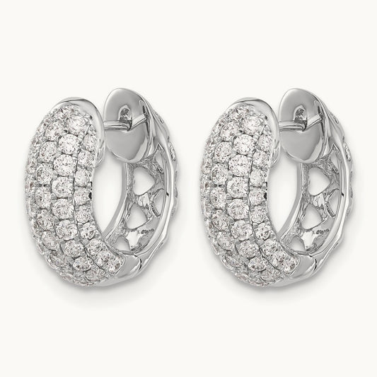 Diamond Hinged Hoop Earrings, 14K White Gold