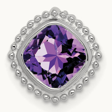 Cushion Amethyst Chain Slide, 14K White Gold
