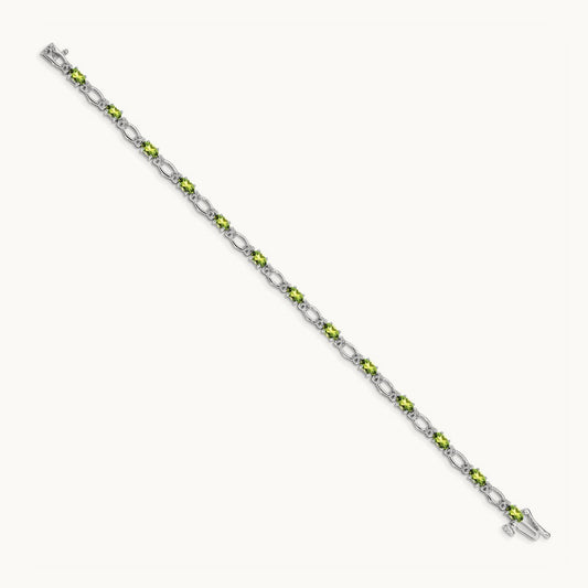 Diamond and Peridot Bracelet, 14K White Gold