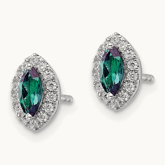 Created Alexandrite June Birthstone Earrings, 0.20 ct tw Lab-Grown Diamond