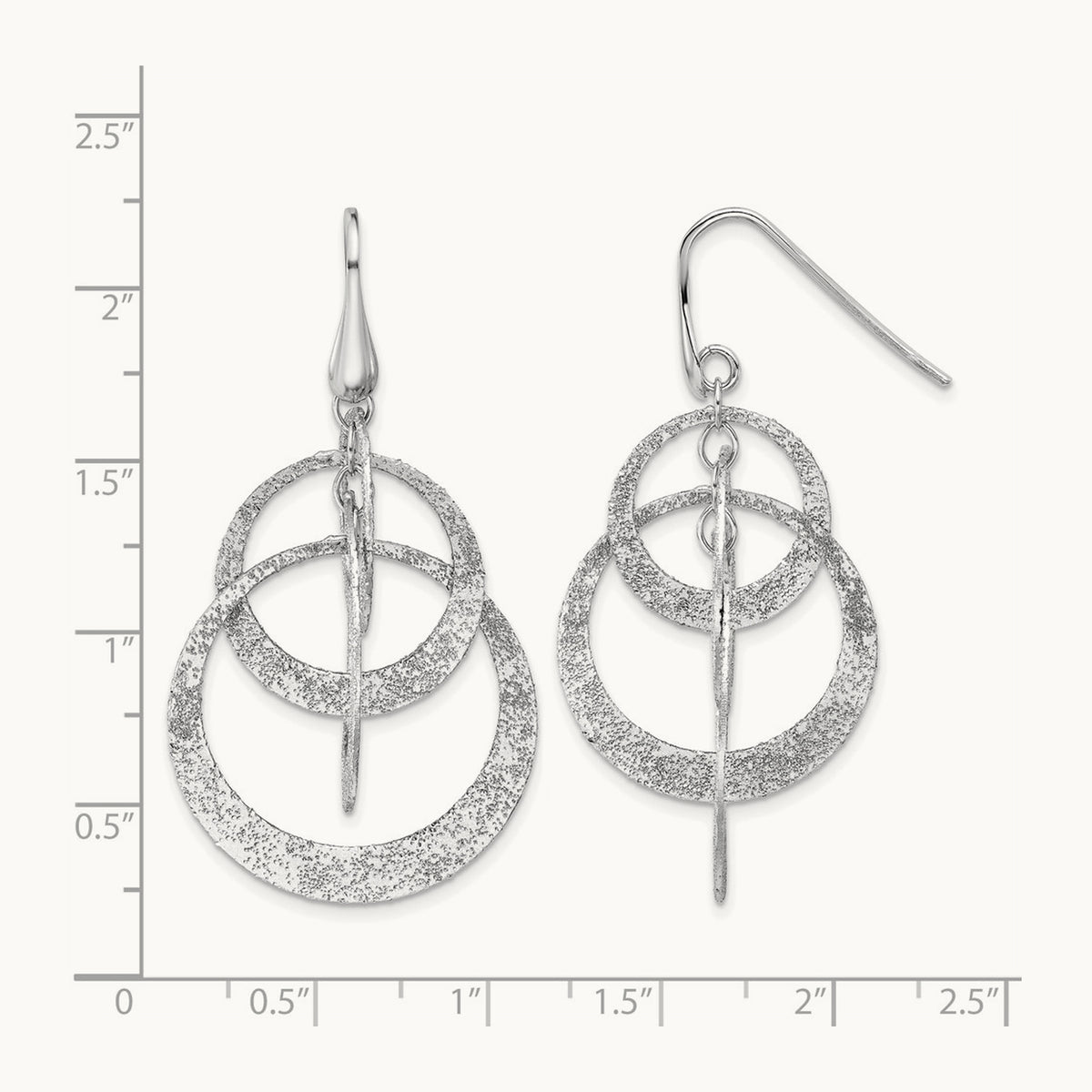 SS RH-plated Radiant Essence Polished/Textured Dangle Earrings — Leslie's