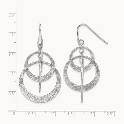 SS RH-plated Radiant Essence Polished/Textured Dangle Earrings — Leslie's