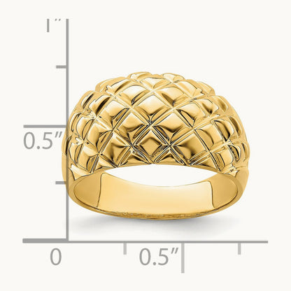 Polished Basket Weave Pattern Ring, 14K