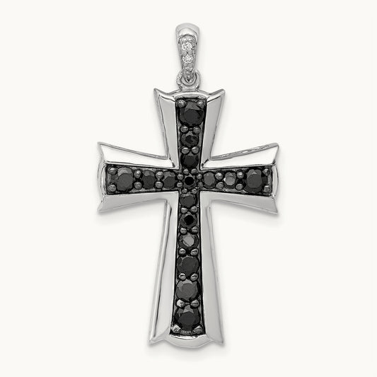 5/8ct. Black Diamond Cross Pendant, 14K White Gold