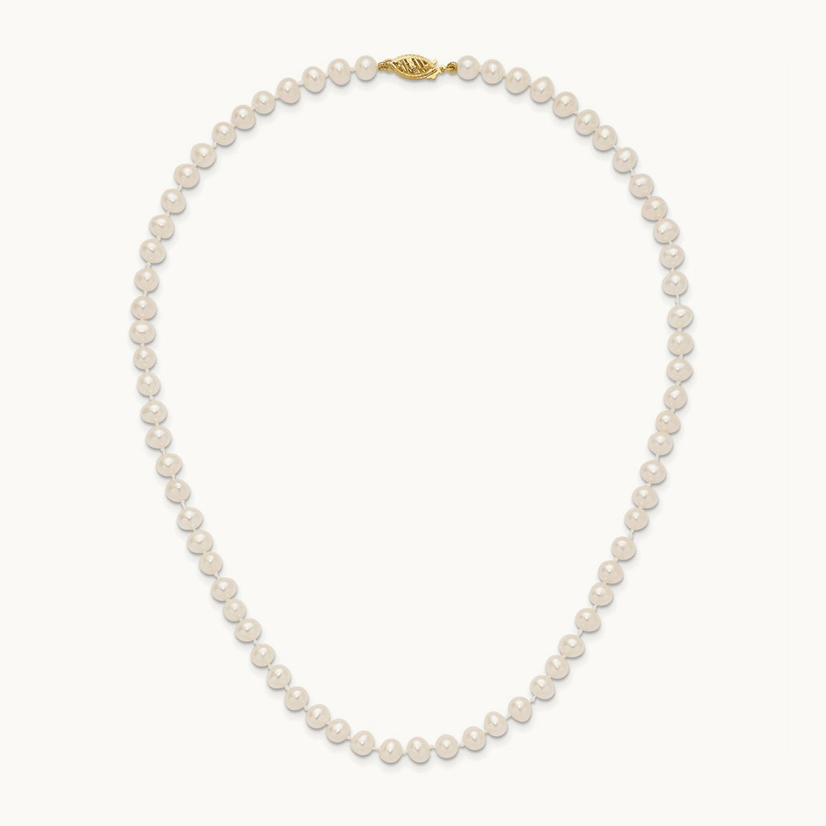 White Near Round Freshwater Cultured Pearl Necklace — 16mm
