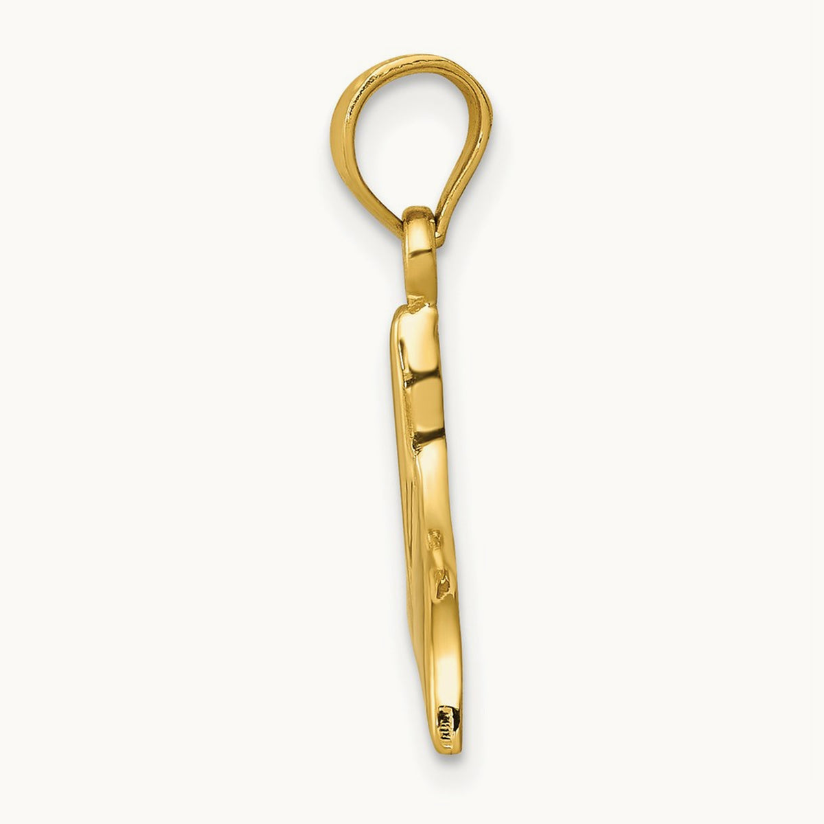 Solid Polished Open-Backed Whale Tail Pendant, 14K
