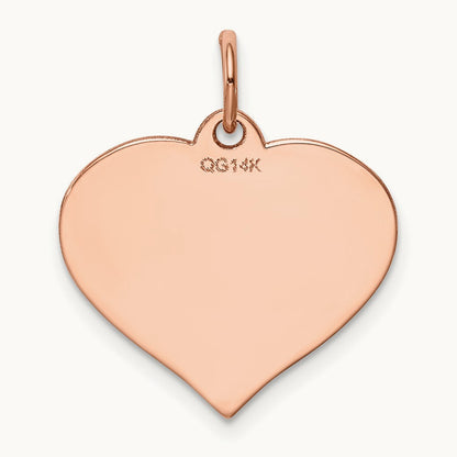 Heart Disc Charm, 14K Rose Gold