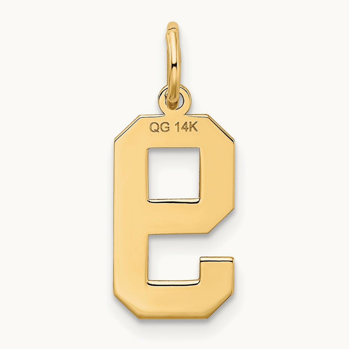 Medium Satin Number 9 Charm — 14K Yellow Gold