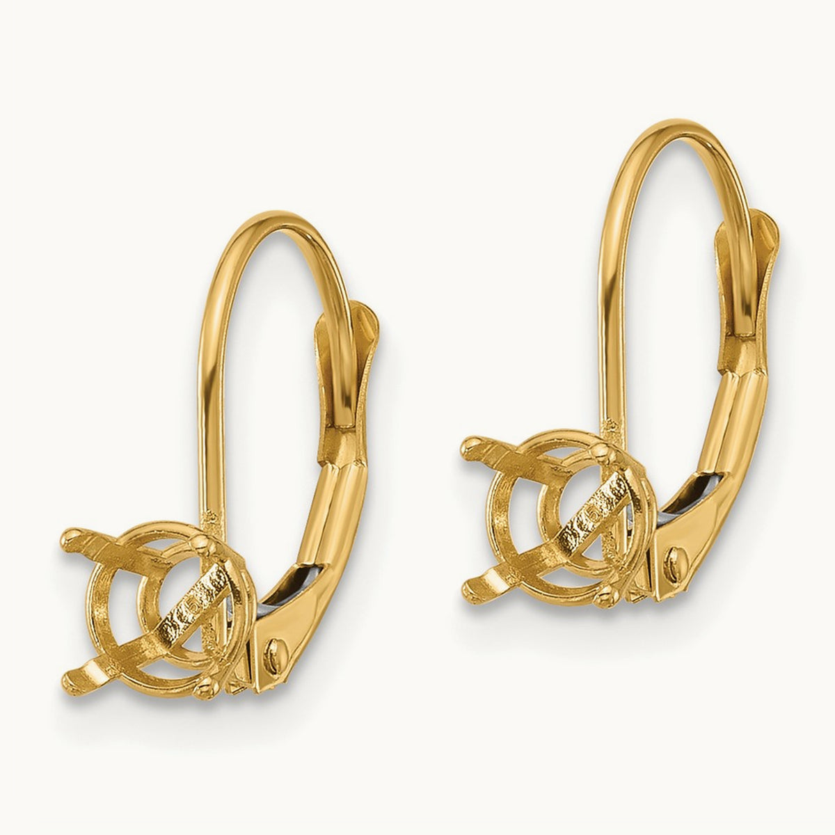 Round Leverback Earring Mounting, 5mm, 14K