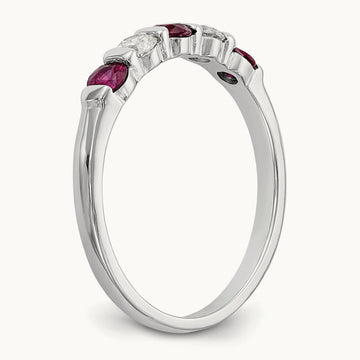 Diamond w/Ruby Band, 14K White Gold