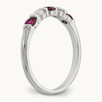 Diamond w/Ruby Band, 14K White Gold
