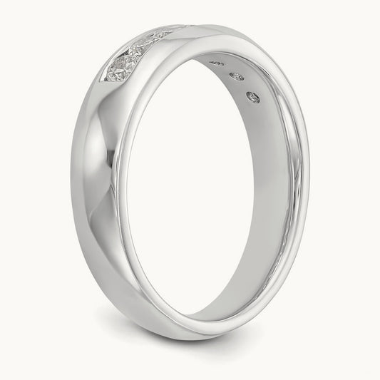 7-Stone Diamond Channel Band, 14K White Gold