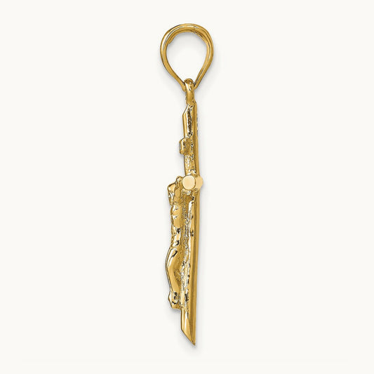Stick Style Crucifix Pendant — 14K Yellow Gold