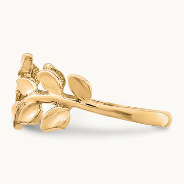 Polished Leaf Ring — 14K Yellow Gold, 7