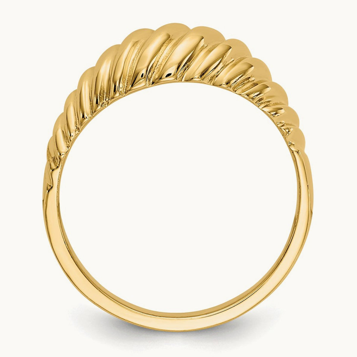Polished Scalloped Dome Ring, 14K