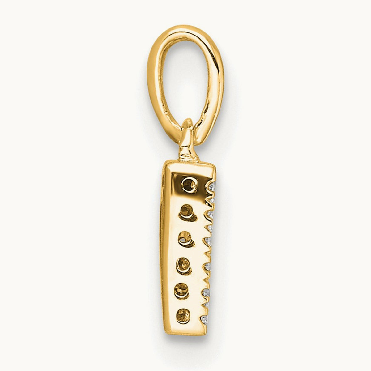 Diamond Initial with Bail Pendant — 14K Yellow Gold, D